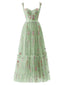Robe en maille florale à lacets et baleines vert clair années 1930