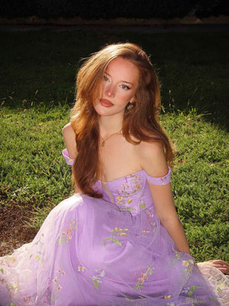 Robe en maille florale à lacets et baleines des années 1930