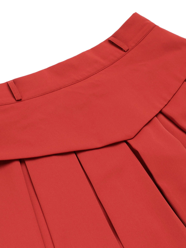 [Prévente] 2PCS chemisier rayé manches longues et jupe plissée rouge des années 50