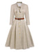 [Prévente] Robe marron à petits carreaux et manches longues années 1940