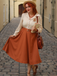 Robe boutonnée manches longues et blocs de couleurs kaki des années 1950