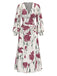 [Prévente] Robe blanche roses à manches bouffantes années 1930