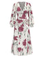 [Prévente] Robe blanche roses à manches bouffantes années 1930
