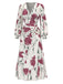 [Prévente] Robe blanche roses à manches bouffantes années 1930