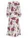 [Prévente] Robe blanche roses à manches bouffantes années 1930