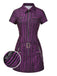 [Prévente] Mini-robe violette à rayures et ceinture style gothique des années 1940