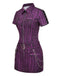 [Prévente] Mini-robe violette à rayures et ceinture style gothique des années 1940