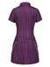 [Prévente] Mini-robe violette à rayures et ceinture style gothique des années 1940