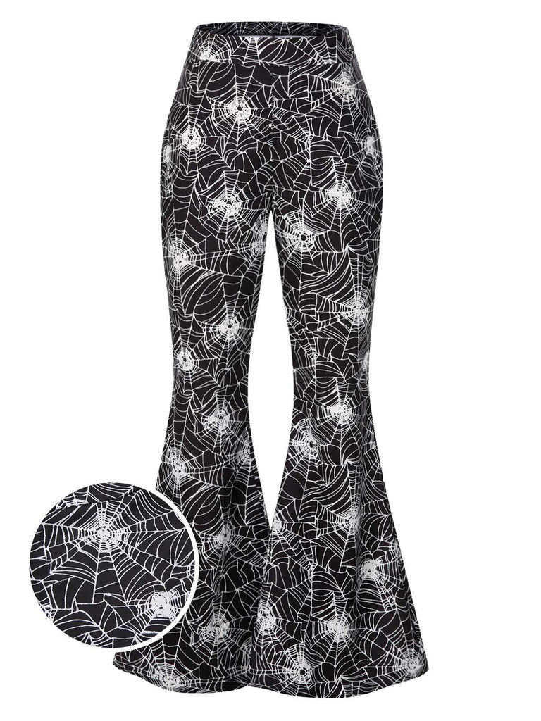 [Prévente] Pantalon évasé noire toile d'araignée Halloween années 1960