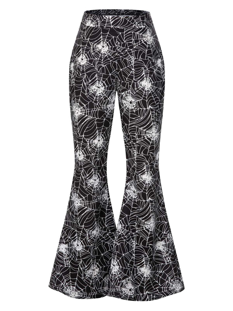 [Prévente] 2PCS Haut et pantalon évasé toile d'araignée Halloween années 60