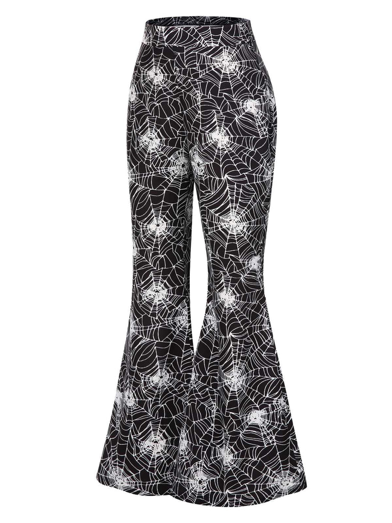 [Prévente] Pantalon évasé noire toile d'araignée Halloween années 1960