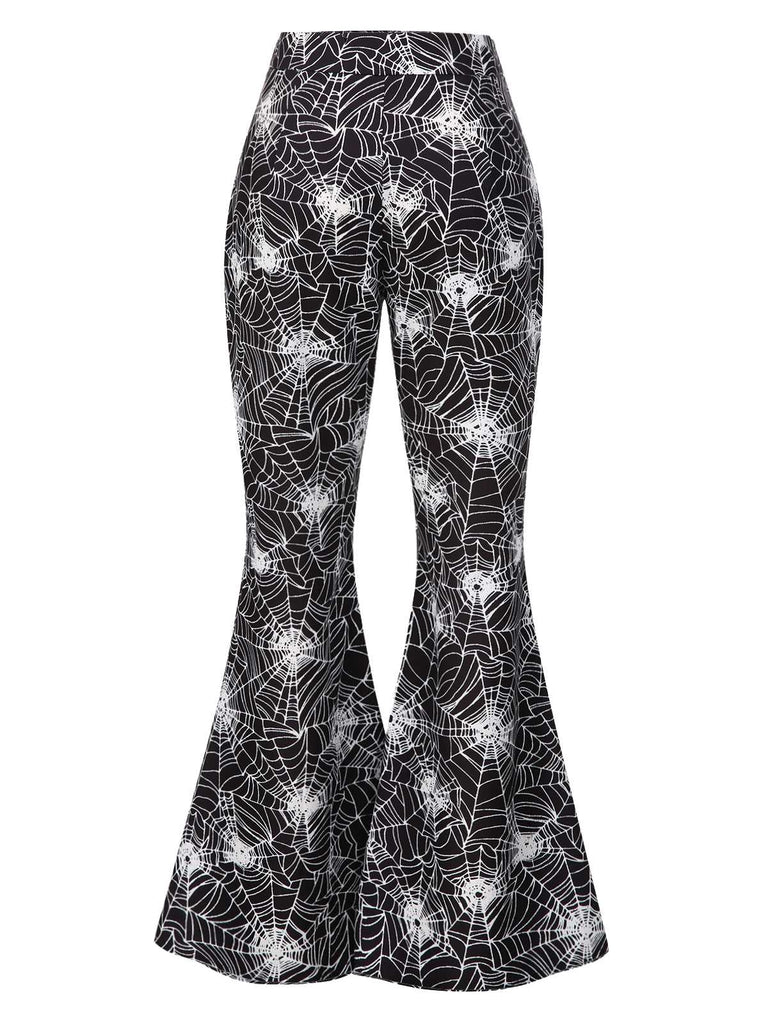 [Prévente] Pantalon évasé noire toile d'araignée Halloween années 1960