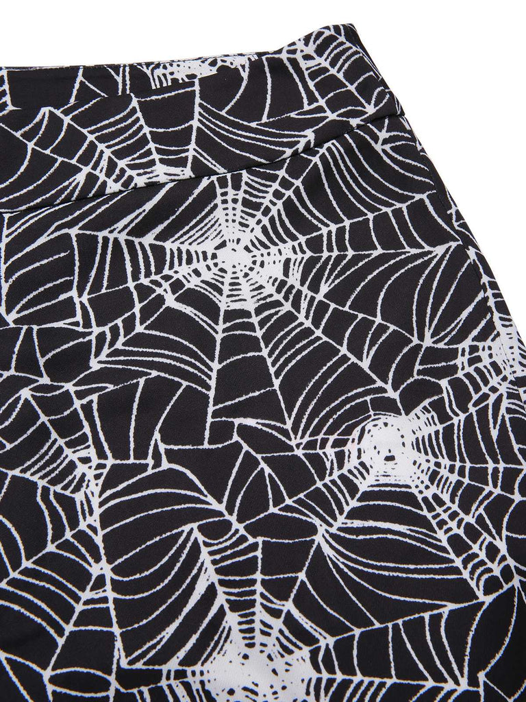 [Prévente] 2PCS Haut et pantalon évasé toile d'araignée Halloween années 60