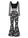 [Prévente] 2PCS Haut et pantalon évasé toile d'araignée Halloween années 60