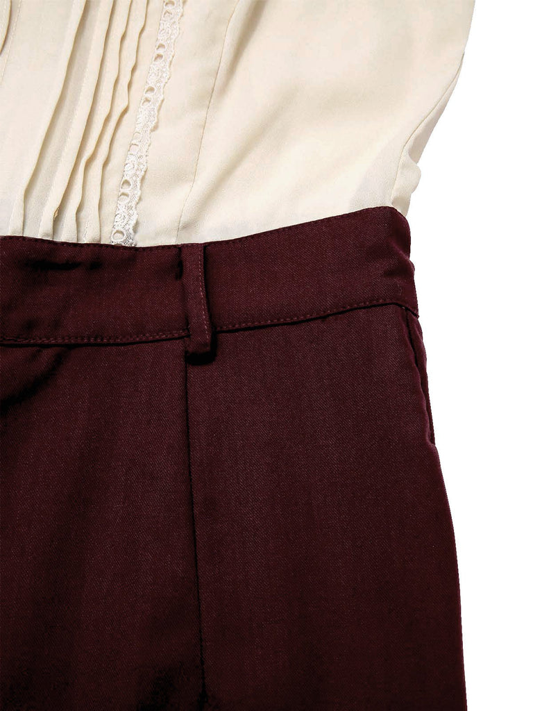 [Pré-vente] Combinaison ceinture en dentelle abricot et rouge des années 40