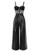 [Prévente] Combinaison bandeau noire en cuir et dentelle années 1930