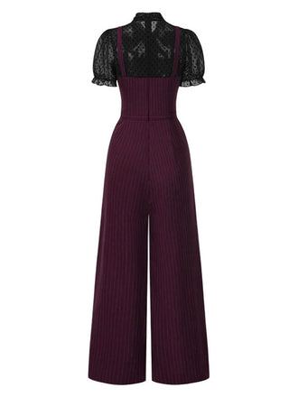 [Prévente] Combinaison noire à rayures verticales en maille années 1930