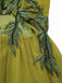 [Prévente] Robe en mousseline brodée style fée elfe vert jaune des années 1970
