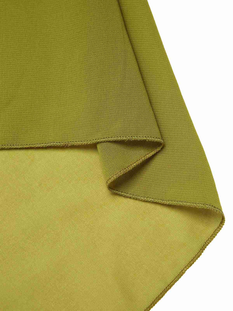 [Prévente] Robe en mousseline brodée style fée elfe vert jaune des années 1970