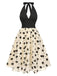 [Prévente] Robe dos nu en maille roses floqué beige des années 1950