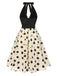 [Prévente] Robe dos nu en maille roses floqué beige des années 1950