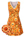 [Prévente] Robe orange fleurl et crâne Halloween années 1960