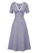 [Prévente] Robe lavande en satin fleurs et dentelle années 1940