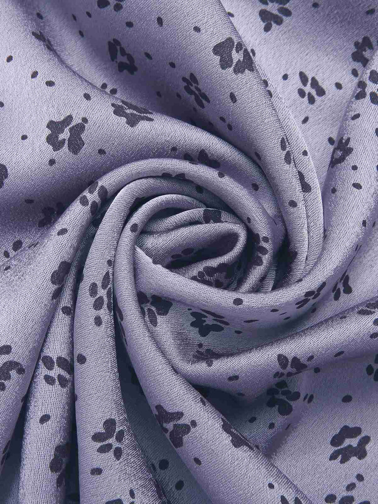 [Prévente] Robe lavande en satin fleurs et dentelle années 1940