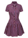 [Pré-vente] Robe rouge à rayures et col cravate des années 40