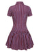 [Pré-vente] Robe rouge à rayures et col cravate des années 40