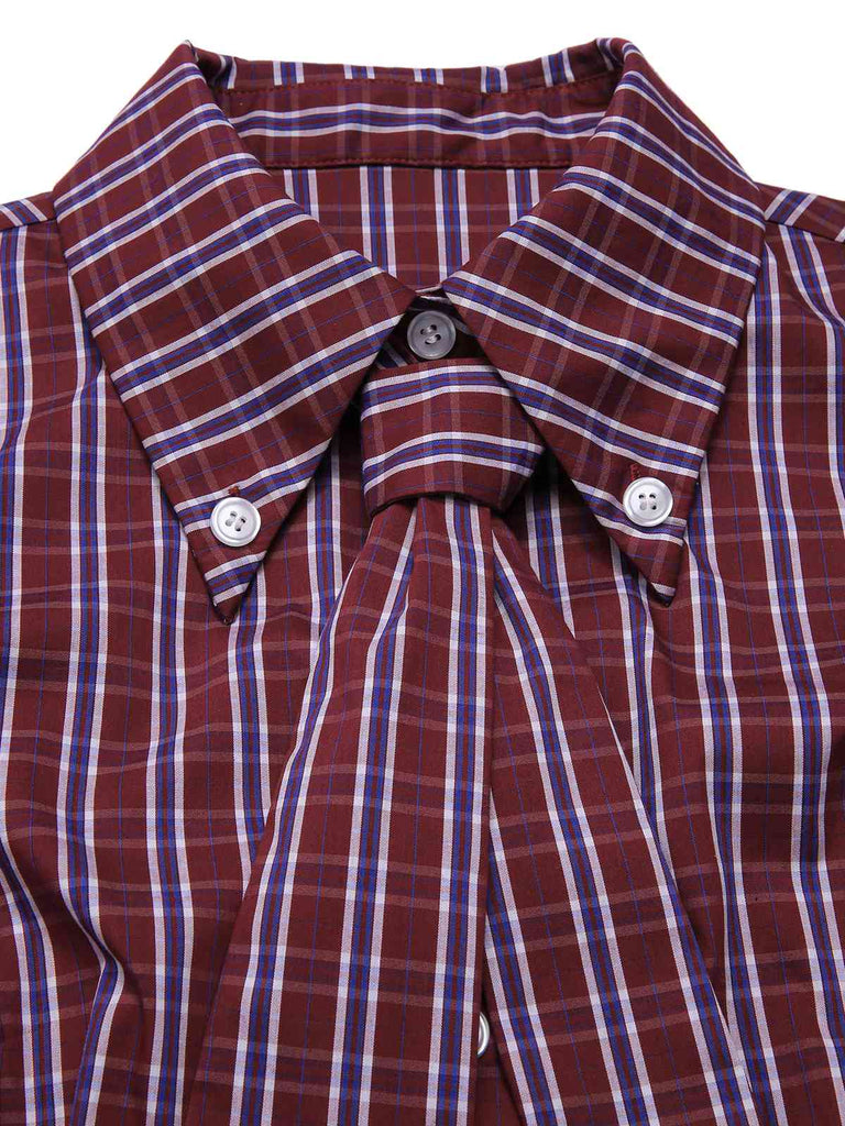 [Pré-vente] Robe rouge à rayures et col cravate des années 40