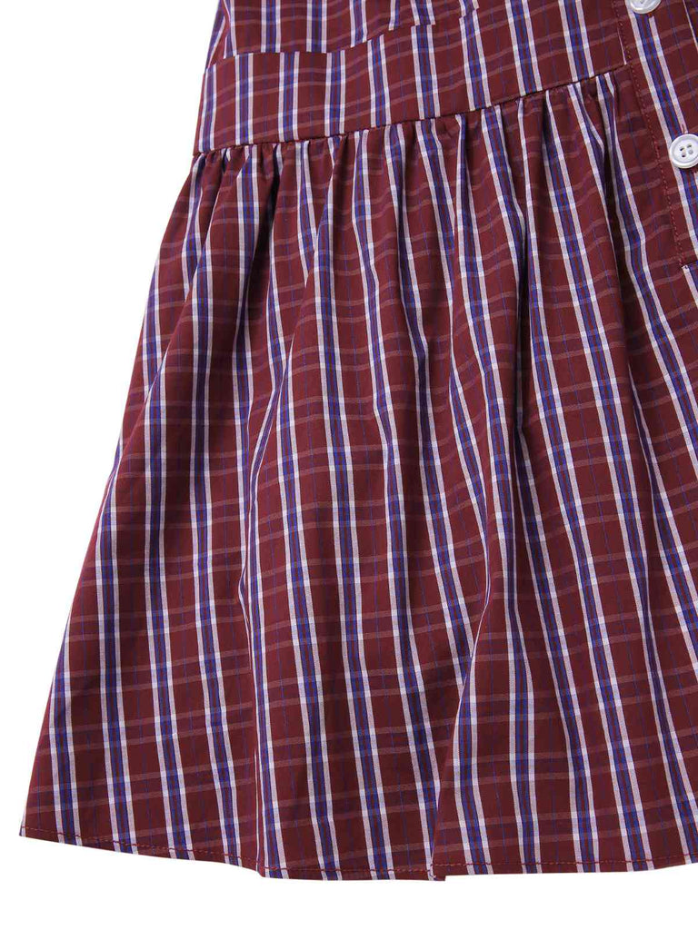 [Pré-vente] Robe rouge à rayures et col cravate des années 40