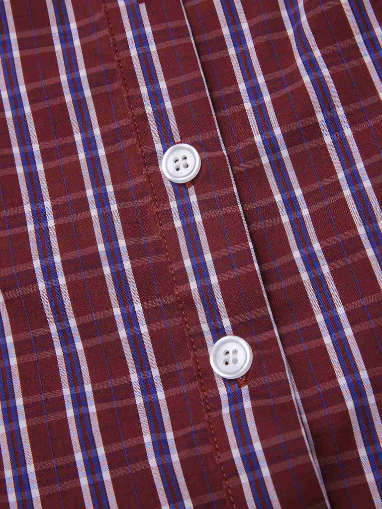 [Pré-vente] Robe rouge à rayures et col cravate des années 40