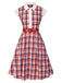 [Prévente] Robe rouge à carreaux et manches courtes années 40
