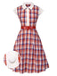 [Prévente] Robe rouge à carreaux et manches courtes années 40