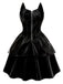 [Prévente] Robe en cuir noire fille chat Halloween années 1950