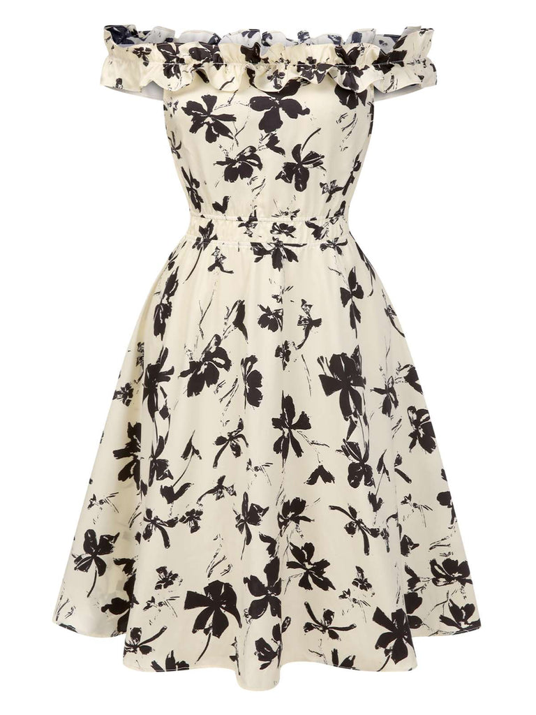 [Prévente] [Grande taille] Robe trapèze fleurie à volants années 1950