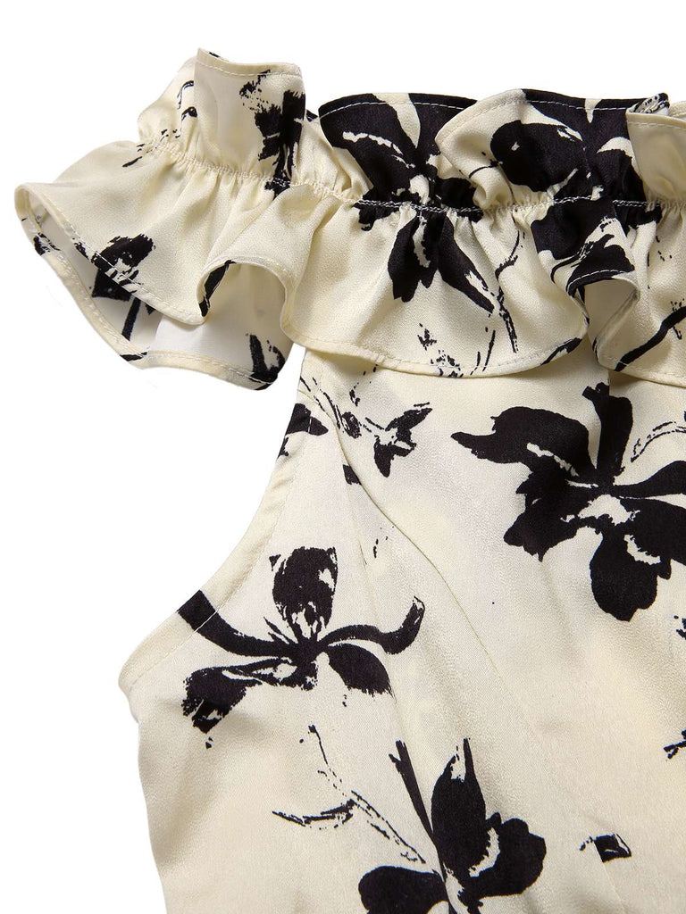 [Prévente] [Grande taille] Robe trapèze fleurie à volants années 1950