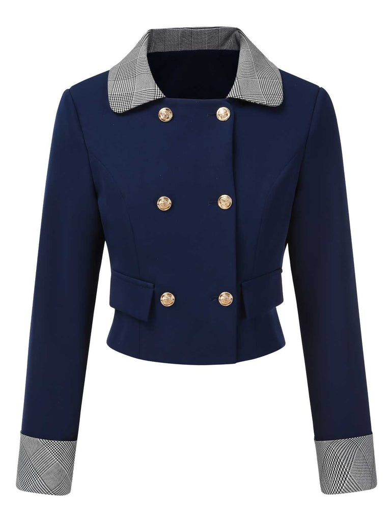 [Prévente] Blazer court bleue marine à col écossais années 1950
