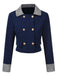 [Prévente] Blazer court bleue marine à col écossais années 1950