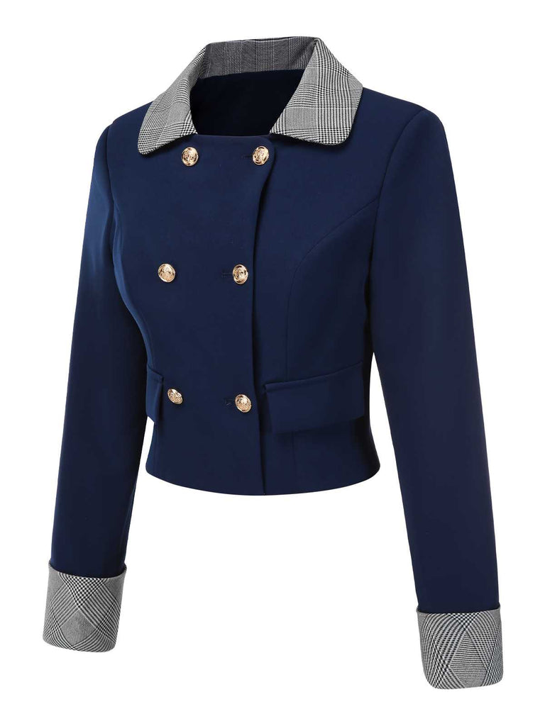 [Prévente] Blazer court bleue marine à col écossais années 1950