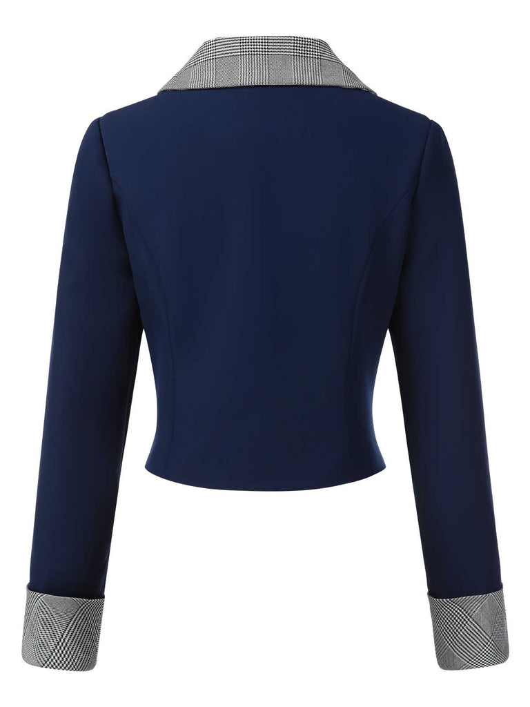 [Prévente] Blazer court bleue marine à col écossais années 1950