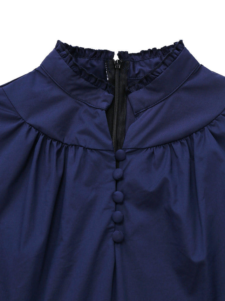 [Pré-vente] Combinaison col montant contrasté bleu et kaki des années 1930