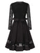 [Pré-vente] 2PCS veste et robe trapèze vintage en dentelle noire des années 1950