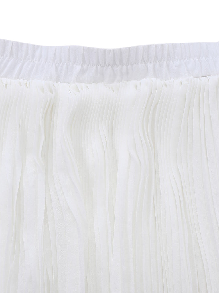 [Prévente] 2PCS hauts multi-poches et jupe plissée bleus et blancs des années 1950