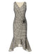 [Prévente] Robe en toile d'araignée à ourlet irrégulier et volanté abricot années 1930