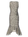 [Prévente] Robe en toile d'araignée à ourlet irrégulier et volanté abricot années 1930