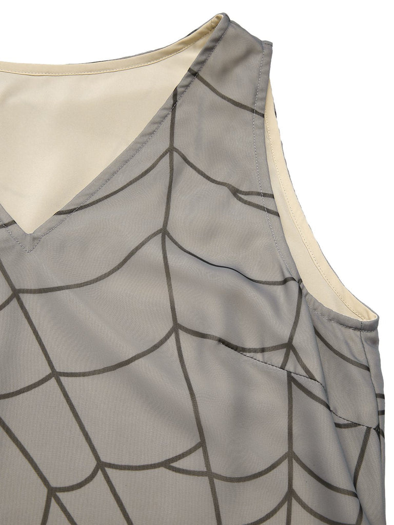 [Prévente] Robe en toile d'araignée à ourlet irrégulier et volanté abricot années 1930