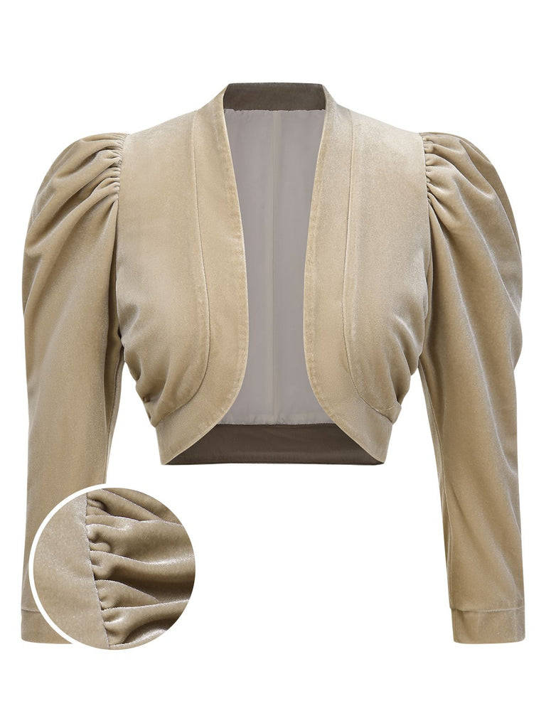 [Prévente] Veste champagne en velours à manches de mouton années 1960