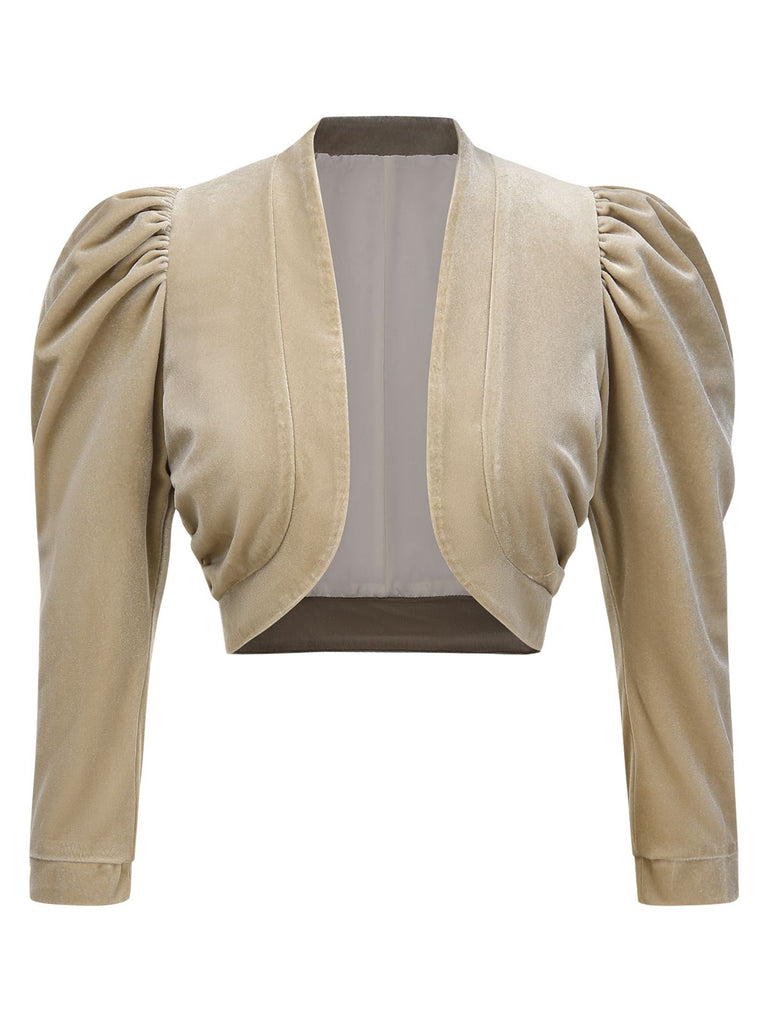 [Prévente] Veste champagne en velours à manches de mouton années 1960